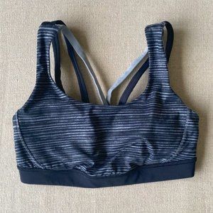 Lululemon Sports Bra, Size 6,  Black with Grey Stripes